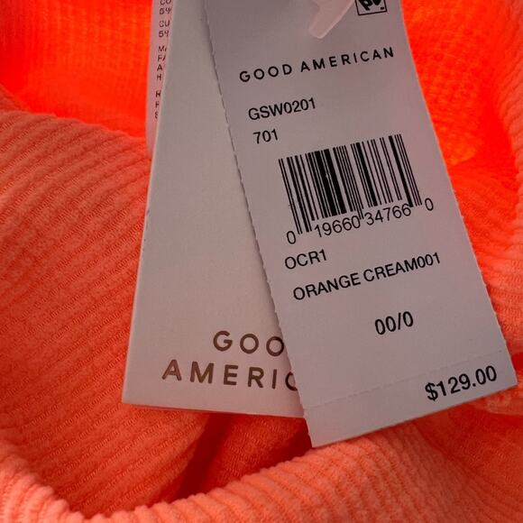 GOOD AMERICAN COVER UP WOMENS ALWAYS FITS MINI DRESS ORANGE-CREAM texture xs s - Picture 7 of 7